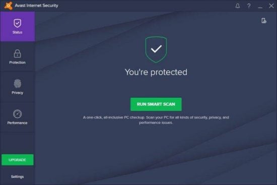 Avast Internet Security Dashboard